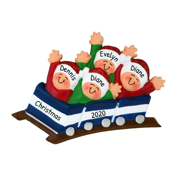 Personalized Family Christmas Ornament - Family of 4 Roller Coaster Ornament 2024 Home Decorations