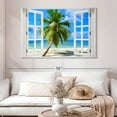 thumbnail image 2 of Elephant Stock Window To Holiday Beach Wall Art - Horizontal Canvas Wall Art - Living Room Wall Decor - Beach Canvas - Blue And White Decor - 51" x 34", 2 of 4
