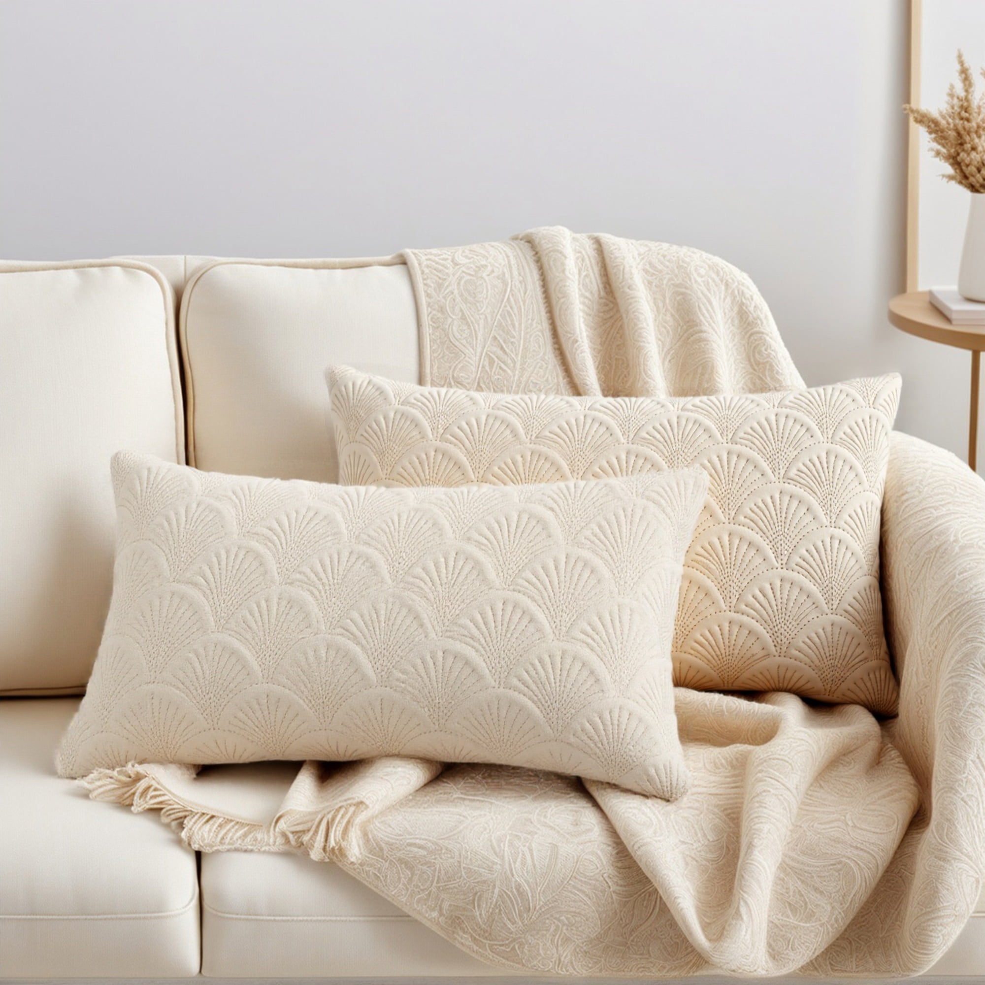 Unique Bargains Pack of 2 Velvet Solid Throw Pillow Covers 20" x 12" Milky White
