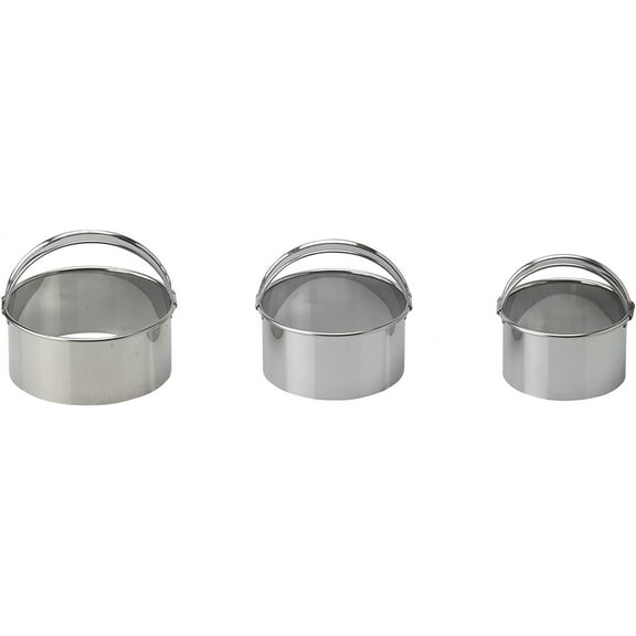 Baking Anderson's Cookie and Fondant Cutters, Stainless Steel, 3 Piece Graduated Round Set with Handles, Set of 3,42137,Black