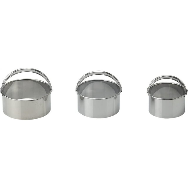 3 Pieces Cookie Cutters Round Cutters Stainless Steel Biscuit Cutter