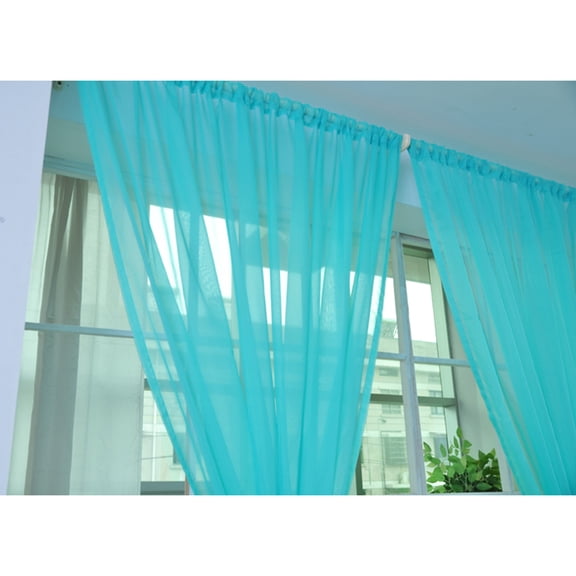 OUNONA Sky Blue Window Curtain Panels Sheer Tulle Curtains with Elegant Texture and Privacy