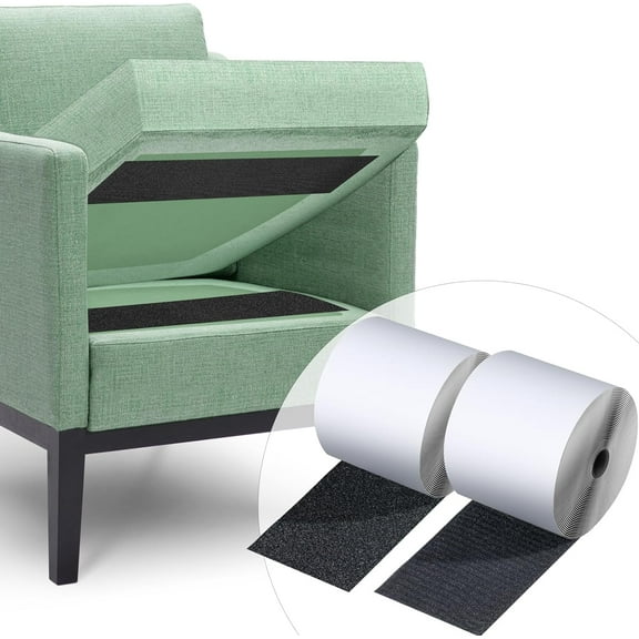 4.4"x20ft Black Hook and Loop Tape Sofa Cushion/Carpet Non-slip Adhesive Heavy Duty Fixing Stickers