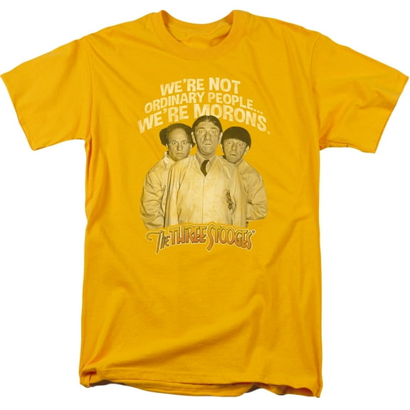 Three Stooges Morons S/S Adult 18/1 T-Shirt Gold