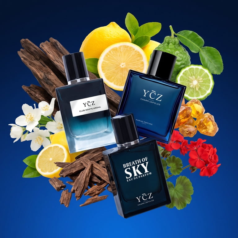 Ycz Men's Fruity Eau de Parfum Gift Set, Club, Marine and Breath