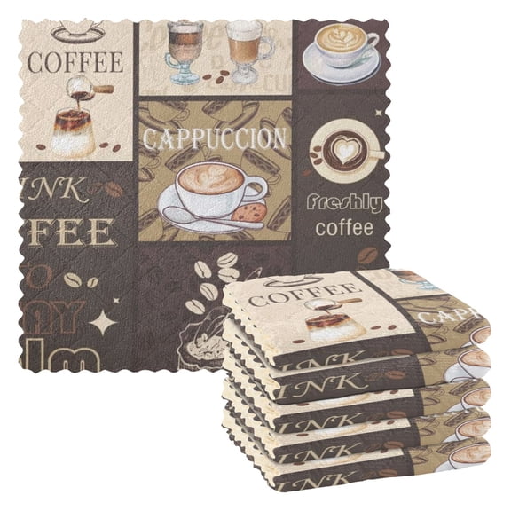 Brown Coffee Kitchen Cloth Dish Towels for Drying Washing Absorbent Dish Rags Reusable soft kitchen dishcloth set 6 Pack