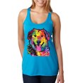 thumbnail image 1 of Smiling Dog | Colorful Neon Golden Retreiver | Dean Russo Art Animal Lover Tri-Blend Racerback Tank Top, Vintage Turquoise, X-Large, 1 of 6