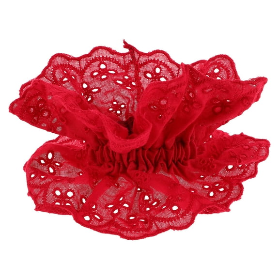 KONTONTY Large Hair Scrunchies Embroidery Lace Hair Ties Elegant Hair Accessories Elastic Hair Bands Ponytail Holder For Women Girls