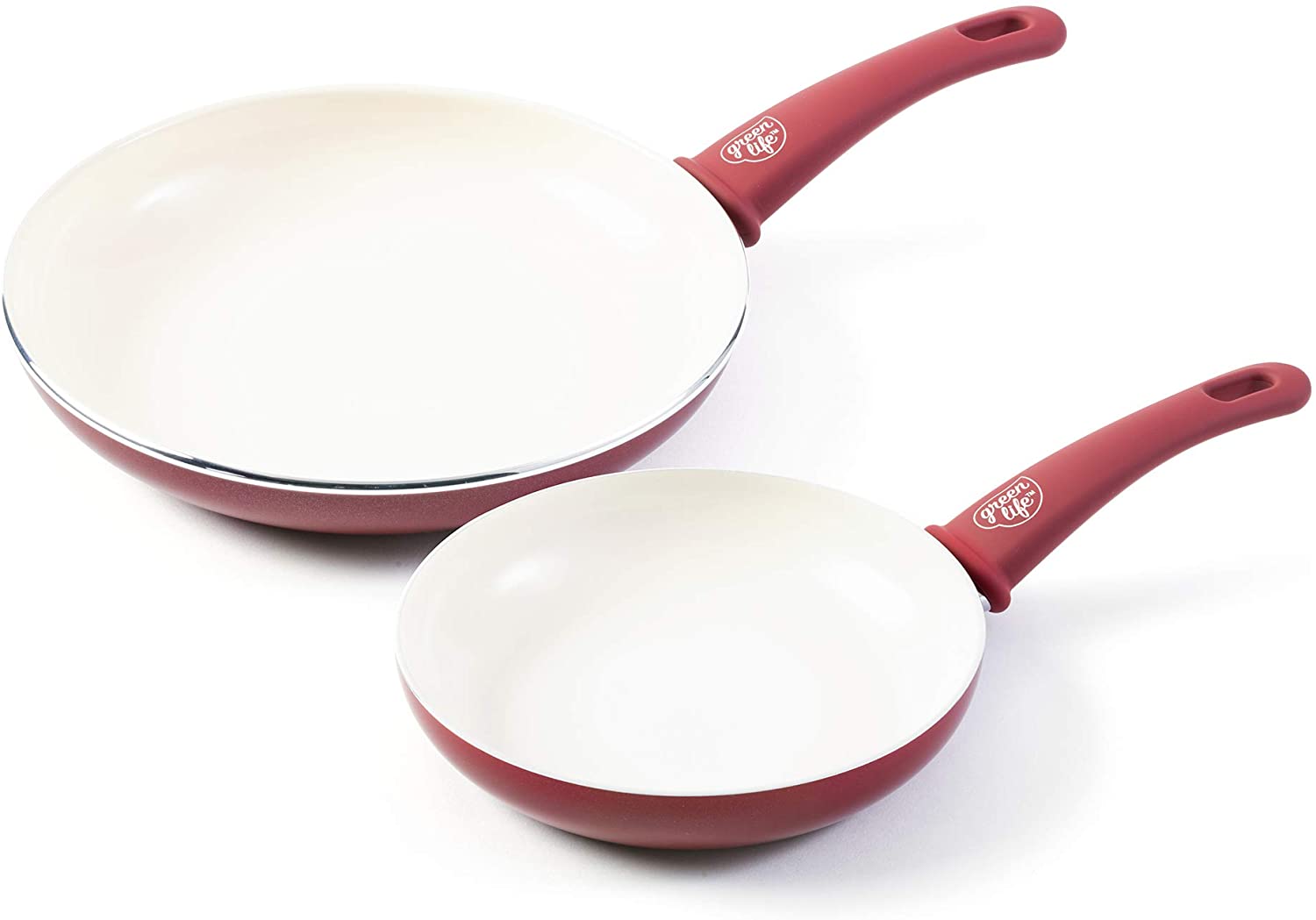 GreenLife Soft Grip Ceramic NonStick 7" and 10" Open Frypan Set