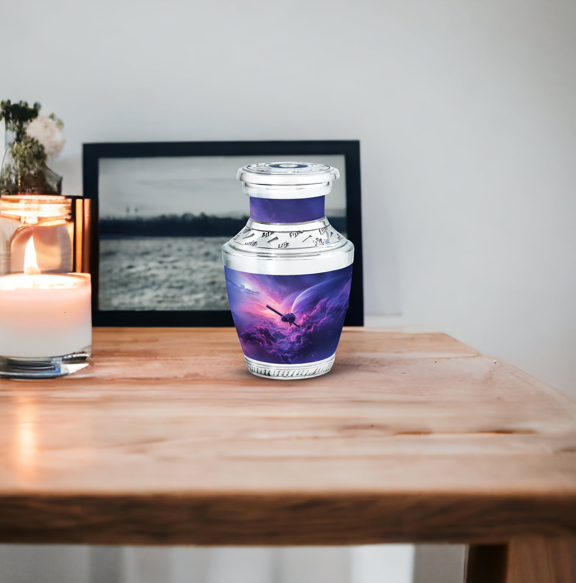 MUKTIVE Spaceship Memorial Urn for Human Ashes for Husband & Wife - Mini Cremation Urns for Adult Male & Female - Miniature Urn for Humans - 3 Inch