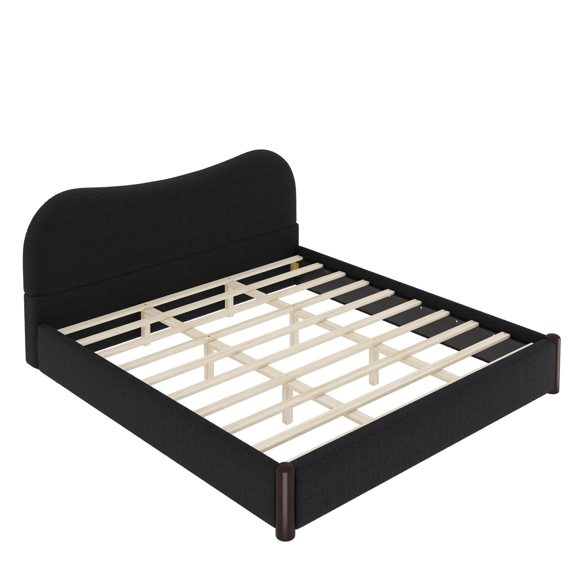 Euroco Upholstery King Size Platform Bed, Black