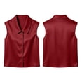thumbnail image 7 of ClodeEU Women's Collared Sleeveless Button Down Satin Shirt,Casual V Neck Solid Blouse Red,Women's Plus XXXL, 7 of 7