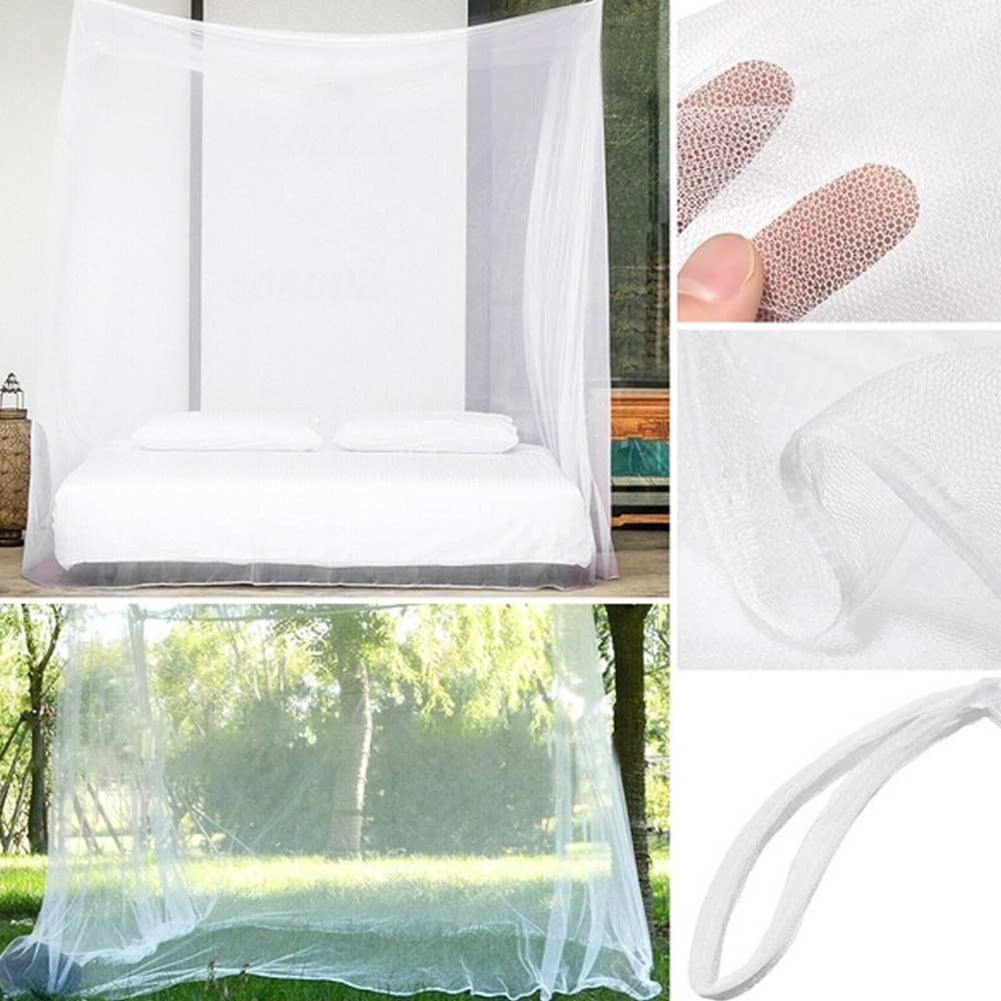 Mosquito Net for Single to King-Sized Beds – 2 Side Openings & 6 Hanging Loops – Decorative Rectangular Shape for Home & Travel – Bed Canopy Hanging Kit & Carrying Bag Included