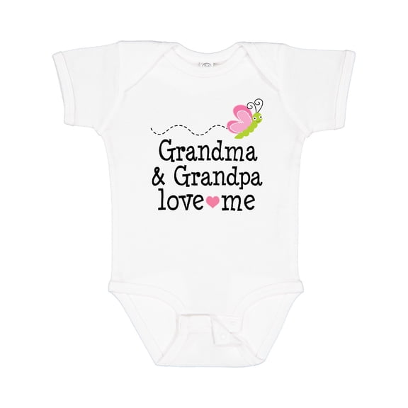 Inktastic Grandma and Grandpa Love Me Granddaughter Butterfly Girls Baby Bodysuit