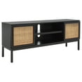 thumbnail image 3 of SAFAVIEH Zadie 1 Shelf Rattan Media Stand, Black With Natural Rattan/Black Legs (54 in. W x 15 in. D x 22 in. H), 3 of 7