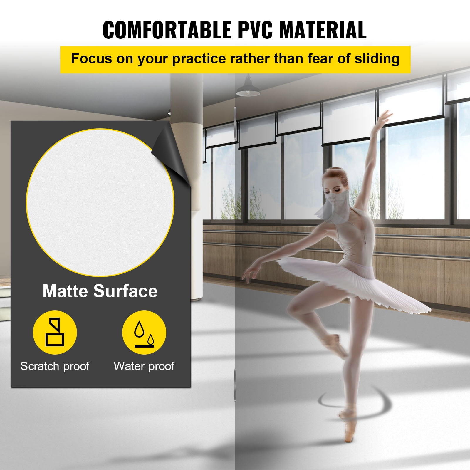 BENTISM Dance Kit Floor Dance Floor Roll 6.6x23 ft Non-Slide PVC Vinyl for Ballet