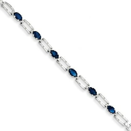 14k White Gold Completed Open Link Sapphire Bracelet. Gem Wt- 1.48ct