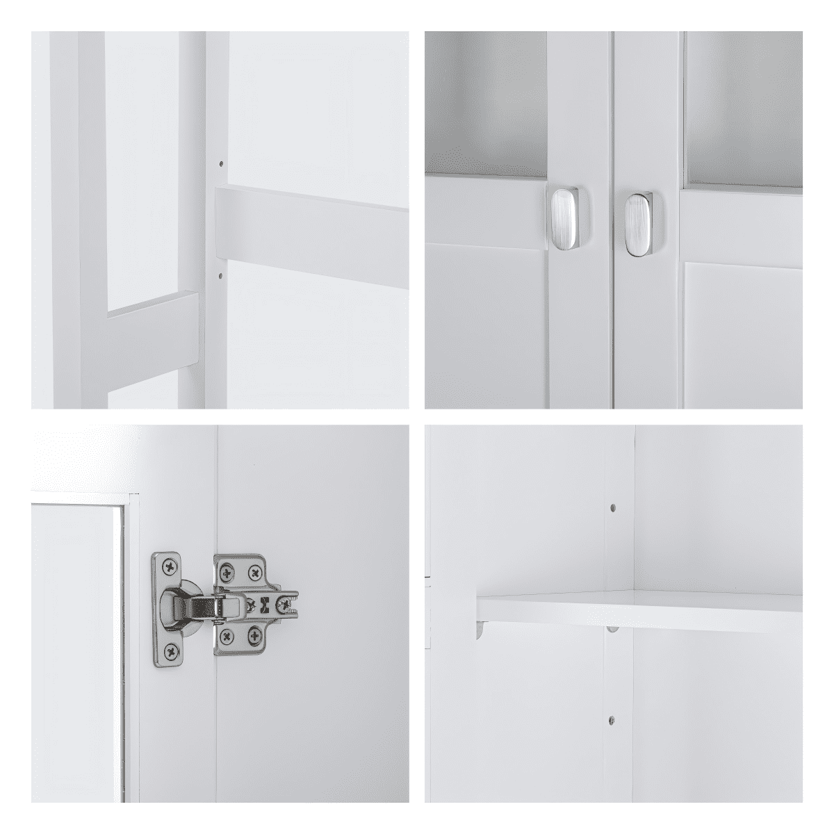 STAROUS Bathroom Cabinet Over Toilet, Bathroom Storage Cabinet with Glass Doors and Adjustable Shelves, Over The Toilet Storage Cabinet, White