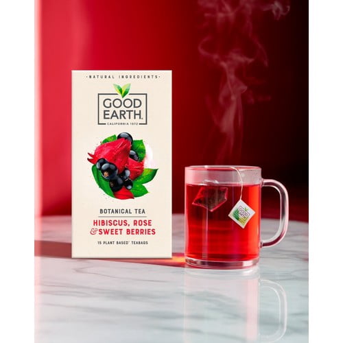 Good Earth Teabags Hibiscus, Rose & Sweet Berries 15's, British Import (Pack of 3)