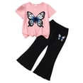 thumbnail image 4 of TAmten Girls Outfits Toddler Clothes Sweet Summer Set Short Sleeve Print T-shirts Flare Pants Kids Girls School Suit, 4 of 4