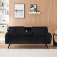 thumbnail image 2 of Jopath Modern Corduroy Futon Sofa Bed,Convertible Loveseat Sleeper Sofa Couch with Adjustable Backrest & Cup Holder for Living Room,White, 2 of 7