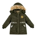 thumbnail image 2 of NAISIBABY Boys Puffer Jacket, Plush Hoode Zip Up Warm Thickened Winter Mid-Long Coat Army Green 6-7T, 2 of 3