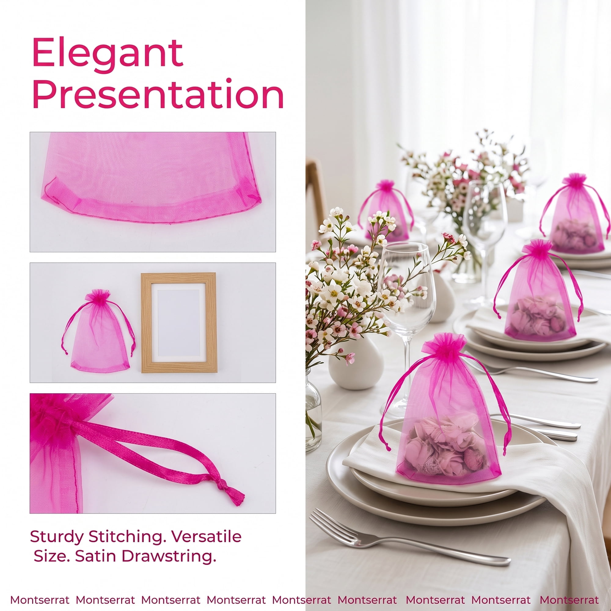 Unique Bargains Multi-Purpose Gift Bags with Handles for Events Rose Red 3.9" x 5.9"