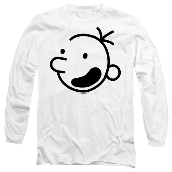 Diary of a Wimpy Kid Wimpy Kid Head Unisex Adult Long-Sleeve T Shirt (3X-Large) White