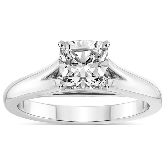 IGI Certified 1 Carat Cushion Shape Lab Grown Diamond Engagement Ring | 14K White Gold | Cathedral Split Shank Solitaire Diamond Ring | FG-VS1-VS2 Quality Friendly Diamonds