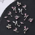 thumbnail image 5 of Colgante de lazo de circonita rosa con diamantes para uñas, joyería ligera de lujo, mariposa plateada, amor, diamantes en línea, 5 of 5