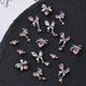 thumbnail image 2 of Colgante de lazo de circonita rosa con diamantes para uñas, joyería ligera de lujo, mariposa plateada, amor, diamantes en línea, 2 of 5