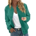 thumbnail image 3 of Duoif Veste pour Femmes, Manteau Décontracté à Fermeture Éclair avec Poches, Vert G, 3 of 9