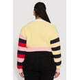 thumbnail image 5 of Womens Plus Size Daisy Color Blocked Striped W Initial Cardigan, 5 of 5