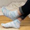 thumbnail image 5 of BambooMN Women's Girl Fuzzy Warm Fluffy Tie-Dye Colorful Fun Ankle Socks - Cerulean - Extra Large - 4 Pairs, 5 of 6