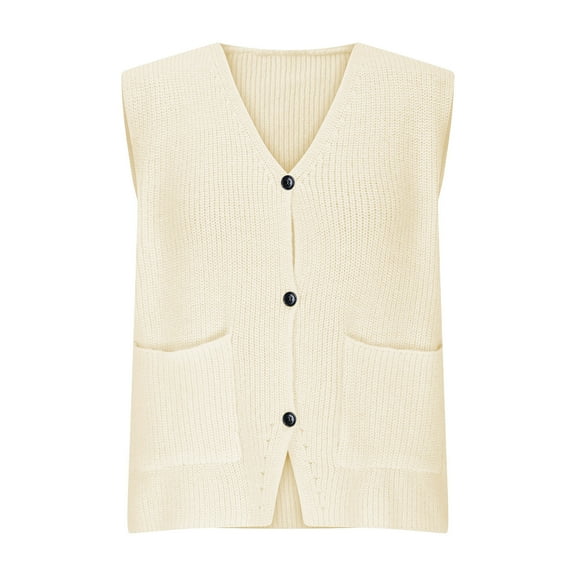 Camisole Tops for Women, Womens Sleeveless Sweater Vest Button V Neck Knit Trendy Casual Summer Cardigan with Pockets