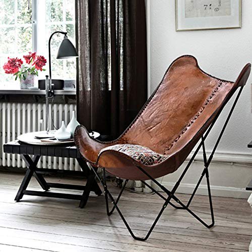 Fauteuil à Accoudoirs en Cuir Brun/fauteuil Papillon en Cuir Déco Maison/présenté par Leder_artesanÃa