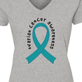 thumbnail image 4 of Inktastic Ovarian Cancer Awareness Ribbon Women's V-Neck T-Shirt, 4 of 5