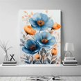 thumbnail image 2 of Mudket Blue and Orange Flower Canvas Wall Art, flower poster, Floral Wall Decor, Modern Botanical Artwork for Living Room Bedroom, Framed Ready to Hang - 12"L x 8"W, 2 of 10