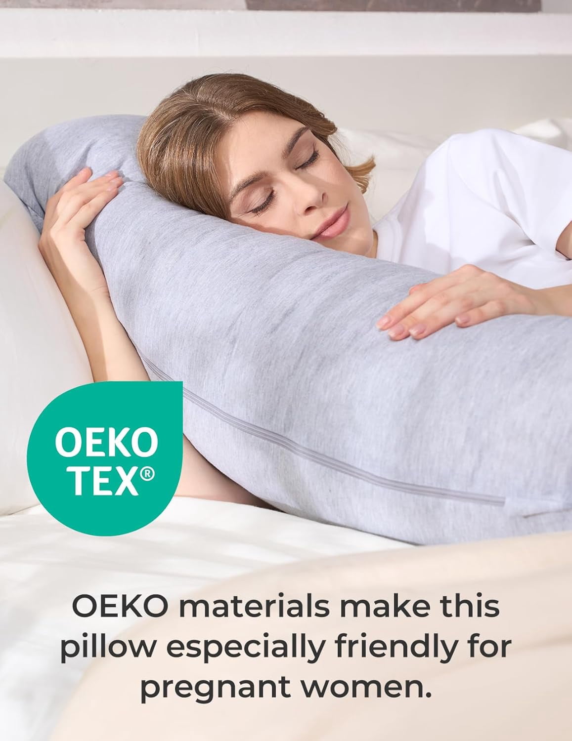 Pregnancy Pillows for Side Sleeping, J Shaped Maternity Body Pillow for Pregnancy, Soft Pregnancy Pillow with Jersey Cover for Head Neck Belly Support