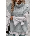 thumbnail image 5 of Women's Medium Grey Cable Knit Turtleneck Batwing Sleeve Sweater, 5 of 8