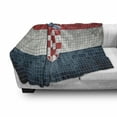 thumbnail image 3 of Croatia Soft Flannel Fleece Throw Blanket, Abstract Illustration of National Flag in Mosaic Squares Design, Cozy Plush for Indoor and Outdoor Use, 60" x 80", Vermilion Pale Grey, by Ambesonne, 3 of 6