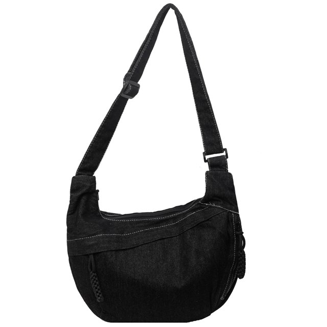 Bolso Crescent Bag Denim Dumpling para Mujer Bandolera Con Múltiples Bolsillos