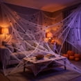 thumbnail image 3 of Halloween Web Decorations with 50 Small Spiders, Stretchy-Cobwebs for Party Decor, Indoor Outdoor Props for Festivals, 1Pack Spider Web #D, 3 of 7
