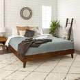 thumbnail image 1 of Walker Edison BWKPLATWT Solid Wood King Platform Bed - Walnut, 1 of 4