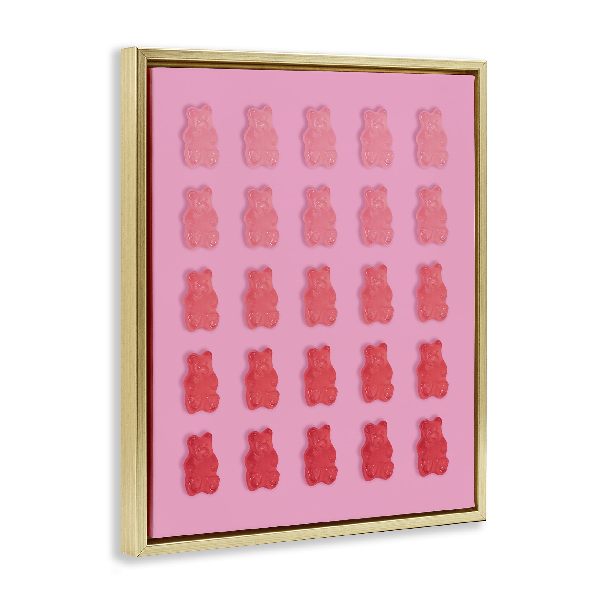 Stupell Industries Pink & Red Bear Gradient Gold Framed Floater Canvas Wall Art, design by LISH Creative