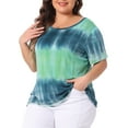 thumbnail image 2 of DARING DIVA Women's Plus T-Shirts Round Neck Multi-Color Dye Casual Tops 2X Blue Green, 2 of 6