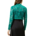 thumbnail image 3 of Allegra K Women Floral Lace Sheer Open Front Bolero Shrug Cropped Cardigan Lake Green XL, 3 of 5