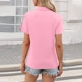 thumbnail image 3 of KDDYLITQ Womens Polo Shirts V Neck Collared Business Tops Short Sleeve Solid Color Dressy Uniform Golf Loose Fit Dressy Office Shirts Pink 2XL, 3 of 4