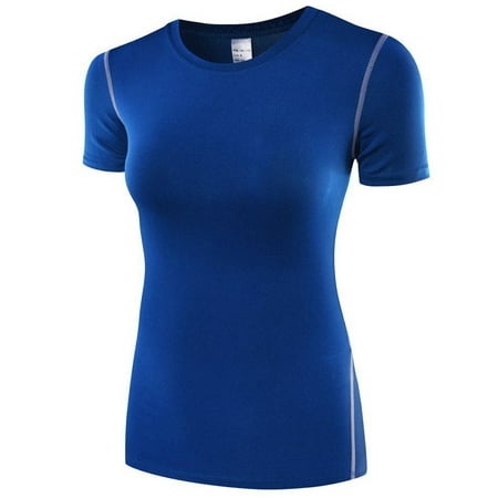 Compression Sports Gym Yoga T-Shirt Summer Women Stretch Short Sleeve
