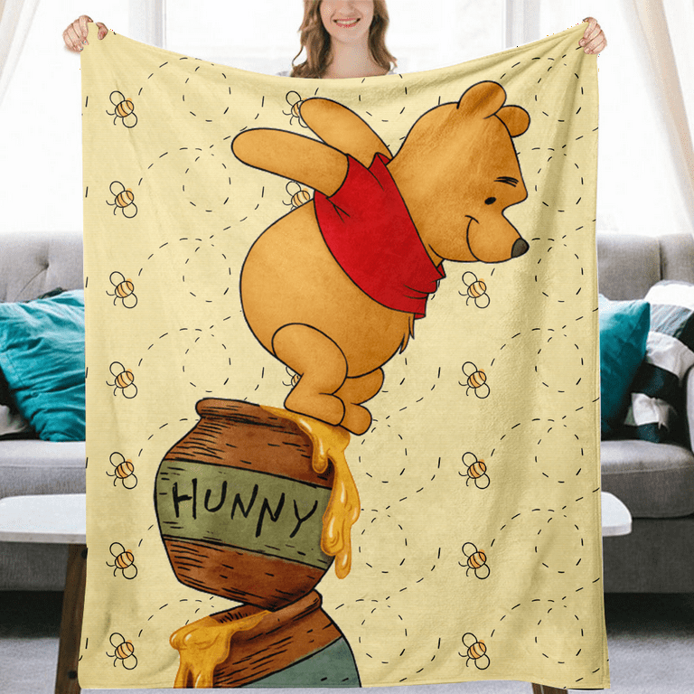 Winnie the Pooh Blanket Up To Date Reversible Cute Pattern Couch Blanket for College Boys Girls for Indoor Daily 4 Size